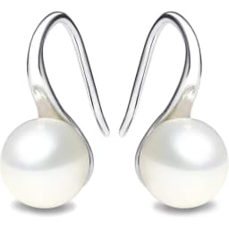 Silver Plated Gold Plated Hoop Handpicked AAA+ Quality White Freshwater Cultured Pearl Dangle Drop Earrings Jewelry for Women