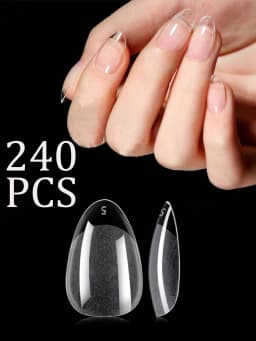 ARTAUG 240PCS Short Press On Nails Square White Gel Lucency Fake Nails Full Cover Fake Nail Set Press On Summer Cheap Nails