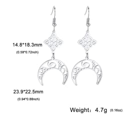 Unift Goth Stainless Steel Earring Triple Rune Moon Phase Pentagram Earrings Woman Men Vintage Jewelry Ear Piercing Witch Knot