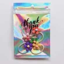 50 Pieces Self-Sealing Laser Small Plastic Bags for Jewelry Pouch with Clear Display Window Jewelry Packaging Gift Storage Bag