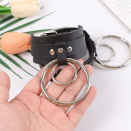 Ankle Belt Black O-Ring Ankle Punk Leather Feather Anklet Men's Women Alloy Pendant Accessories YK2 Ankle Belt