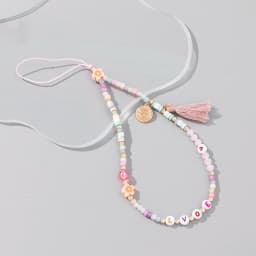 Fashion Acrylic Mobile Phone Chain Five-Pointed Star Pendant Beaded Telephone Lanyard Cellphone Hanging Rope For Women Jewelry