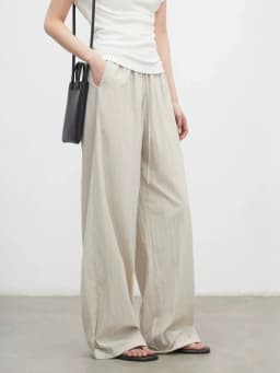 CHIC VEN New Women Pants Solid Loose Casual Wide Leg Pant Elastic Waist Female Thin Trousers Pleated Spring Summer 2026
