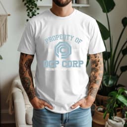 2026 Summer 100% Cotton OCP CORP Graphic Oversized Tee OCP CORP 1987 RoboCop Sci-Fi Retro Themed Short Sleeve
