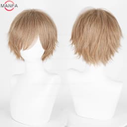 Anime 30cm Short Straight Cosplay Wig Black White Green Brown Purple Blue Gray Red Gold Man Women Heat Resistant Synthetic Hair