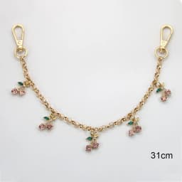 DIY Zinc Alloy Bag Hanging Chain with Cherry Pendant Detachable Shoulder Bag Carrying Chain Handbag Extension Chain for Woman