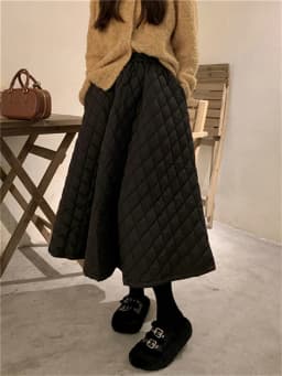 Alien Kitty Winter All Match Cotton Padded Maxi Skirts Women Streetwear Loose OL Office Lady High Waist Thicken Warm New Daily