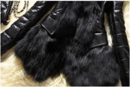 Winter New Slim Imitation Fox Fur Collar Fur Pu Leather Long Sleeve Medium And Long Fashion Street Splicing Thin Coat