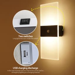 Rechargeable Wireless Wall Lights LED Indoor Light for Bedroom Bedside Balcony Corridor Lamps Decor LED Wall Lamp Home Decor