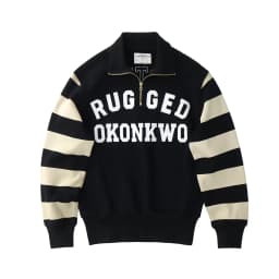 Autumn American Retro Heavyweight Half Open Collar Letter Printed Sweatshirts Men's Simple 100% Cotton Washed Loose Casual Coat