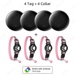 Pets Smart Tracker Tag With Cat Collar Android Alternative to AirTag Works with Google Find Hub Anti-Lost GPS Tracker Locator
