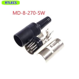 8 Pin DIN Male Plug Header 262 270 Degree Wire Solder Circular Push-Pull Power Connector Machined Contacts Plastic Shell Housing
