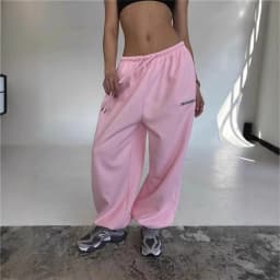 Casual Solid Color Trousers Autumn New Style Elastic Waist Lace Up Letter Embroidered Sweatpants Fashion Sports Style Pants