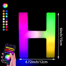 1PC Smart LED Letter Light - DIY RGB Marquee App Control Music Sync Indoor Sign Game Holiday Party Wedding Graduation Season A-Z