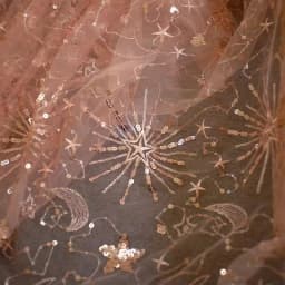 1meter Stars and moon sequined yarn cloth dress see-through sequined dress fashion designer mesh embroidery fabric
