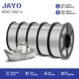JAYO Filaments PETG 5 Rolls Mixed Colors 3D Printer Filament 1.75mm 100% No Bubble FDM 3D Printer Materials DIY Gift 1.1KG/1 Rol