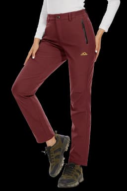 TACVASEN Women's Winter Ski Snow Softshell Fleece Lining Pants Hiking Trekking Mountain Trousers Cargo Warm Work Zipper Pockets