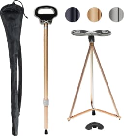 Folding Stool Cane for Seniors Outdoor Converts Walking Stick to Seat 150kg Aluminum Alloy Lightweight Portable Park Queue Trave