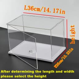1pc Clear Acrylic Display Case,Display Box Stand with White Base,with Door, Dustproof Protection Showcase for Collectibles