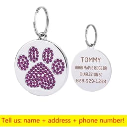 Stainless Steel Engraved Pet Name Collar Pendant ID Tags Personalized Anti-lost Engraved Diamond Pendant Necklace For Cat Dog ID