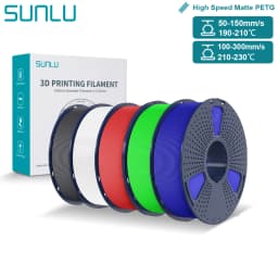 SUNLU High Speed Matte PETG Filament 1.75mm High Toughness Easy Print Fast 3D Printing Material Durable Smooth Finish 1KG Spool