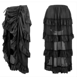 Women's Plus Size Victorian Gothic Steampunk Midi Skirt Sexy High-Low Ruffles Vintage Elasticity Pleated Corset Party Skirts