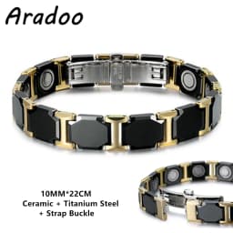 Ceramic Titanium Steel Hematite Magnetic Therapy Bracelet Strap Buckle Adjustable Bracelets With Regulator