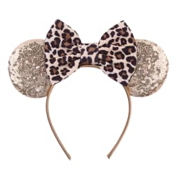 Cute Women Mouse Ears Leopard Print Headbands for Girls Baby Women Sequins 5"Bows Hair Accessories Adults Hairbands Kids Gift