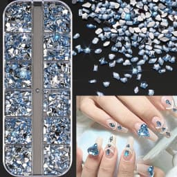 12Grids Ocean Gold Nail Art Charms Shell/Seahorse/Starfish White Half Round Pearl Gems 3D Mixed Punk Manicure Metal Rivets Studs