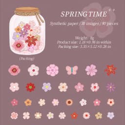 Journal GO Mini Flower Hard Card Sticker Set 90 Sheets of Floral & Plaid Patterns for Journaling Scrapbooking and DIY Crafts
