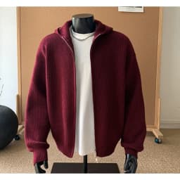 2026 New Autumn Winter Simple Solid Color Knitted Hoodie Men Japan Korean Fashion Casual Loose Double Zipper Hooded Jacket