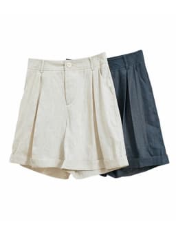[LANMREM] Korean Version Linen Shorts For Women Solid High Waist Wide Leg Pants Loose Sun Protection Clothing 2025 Summer New