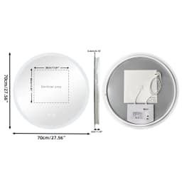 Round LED Bathroom Mirror 500 600 700 800 900mm Wall Vanity Mirror with Aluminum Frame, Anti-Fog, Stepless Dimming, 3000K/4000K/6000K,Memory Function, Backlit, Dual Buttons