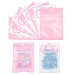 20pcs/lot Pink Clear Ziplock Bag Bow Tie Candy Cookies Packaging Bags Jewelry Ornament Beads Storage Pouches Gifts Snack Bag