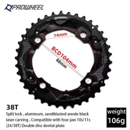 PROWHEEL MTB Sprocket 104/64BCD Double Sprockets 26T 28T 36T 38T Mountain Bike Chainring 10S/11S Compatible MTB Crankset