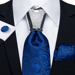 DiBanGu Business Plaid Black Solid Luxury Elegant Silk Ties for Men Designer Tie Buckle Handkerchief Cufflinks Wedding Accessory