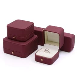 Wine Red Leather Jewelry Gift Packaging Box Wedding Ring Necklace Pendant Gift Box Brooch Long Chain Exquisite Gift Case
