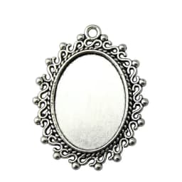 10pcs 18x25mm Inner Size Antique Silver Plated 31 Styles Cameo Cabochon Base Setting Charms Pendant Necklace Findings