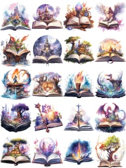 20Pcs/Pack Magic Book Dragon Sticker DIY Craft Scrapbooking Album Junk Journal Decorative Stickers