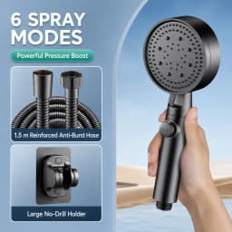High Pressure Shower Head Handheld Large Panel Rainfall Showerhead with One-Key Stop Water Saving for Bathroom Accessories