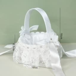 20 CM White Flower Girls Basket Silk Wedding Basket for Flower Bride/Kids Hand Held Wedding Ceremony Party Decorations