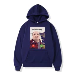 John Pork Is Calling Answer Call Phone Hoodie Humor Funny Pig Meme Graphic Hoodies Fashion Long Sleeve Loose Man Sweatshirt