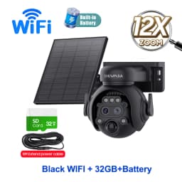 SHIWOJIA 4K 8MP Solar Camera 4G SIM/ WIFI Solar Security Camera 12X ZOOM Color Night Vision Surveillance PIR Monitor PTZ Camera