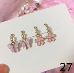 2 Pairs/Set 2 Pairs/Set New Arrivals Cute White Cats Butterfly Clip on Earrings for Kids Girls Earrings Jewelry No Pierced Child