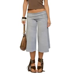 Lamuusaa y2k Capris Pants Women Clothing Solid Color Elastic Low Waist Folded Wide Leg Loose Cropped Trousers Fashion Streetwear