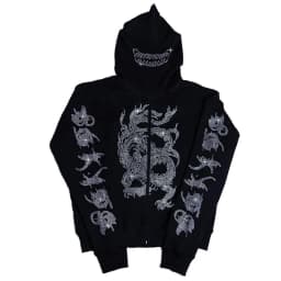 Y2K Rhinestone Cobweb Zip Up Oversized Sweatshirt 2022 Autumn Goth Hoodie Men Women Grunge Hooded Jacket Streetwear Y2K Clothing