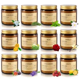 12 Scented Candles (6.4 cm × 6 cm) - 3.5 oz Scented Candles. A Delicate Gift Box Set, Made with Soy Wax and Essential Oils. It Is an Ideal Gift for Women, Teachers, Mothers, Family Members, Friends and Colleagues During Halloween and Christmas.
