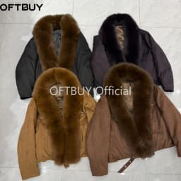 OFTBUY Large Real Fox Fur Collar White Duck Down Coat Women Jacket Winter Warm Thick Belt Detail Fashion Outerwear