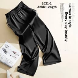 High Waist Silk Drape Straight Leg Pants Women's Casual Trousers Elegant Draped Straight Pants High Waist Silk Pants