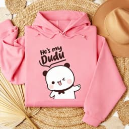 Bubu Dudu Bear Couple Hoodies Matching His & Hers Outfit Pullover Crew Neck Long Sleeve Fashion Soft Comfortable Thermal Hoodie